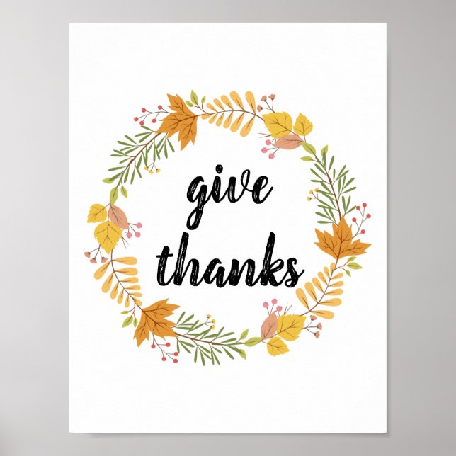 fall autumn wreath happy thanksgiving poster (Front)