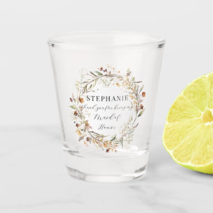 Fall Autumn Wreath Maid of Honour Floral Wedding Shot Glass