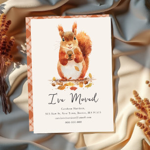 Fall Autumnal Cute Squirrel   New Home Address  Announcement