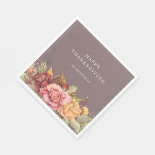Fall/Autumnal Floral Border Thanksgiving Party Napkin