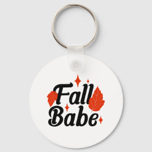 Fall Babe Black and Orange Print Keychain