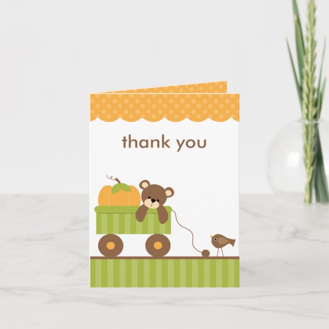 Fall Baby Bear in Wagon Note Cards (Front)