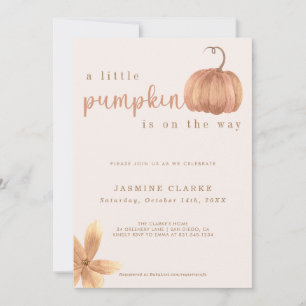 Fall Baby Girl Shower   A Little Pumpkin Invitation