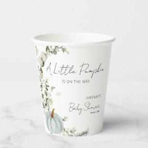 Fall Baby Shower A Little Pumpkin Blue Paper Cups
