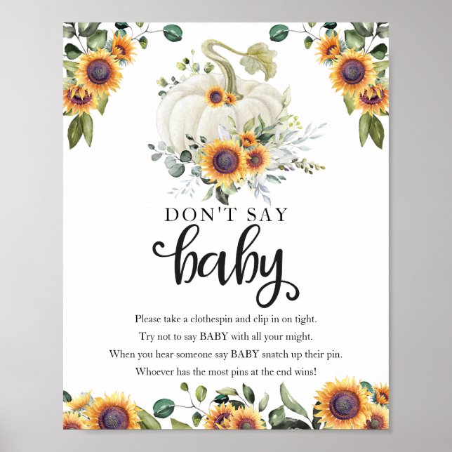 Fall Baby Shower Greenery Don't Say Baby Sign (Front)