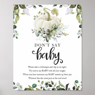 Fall Baby Shower Greenery Don't Say Baby Sign