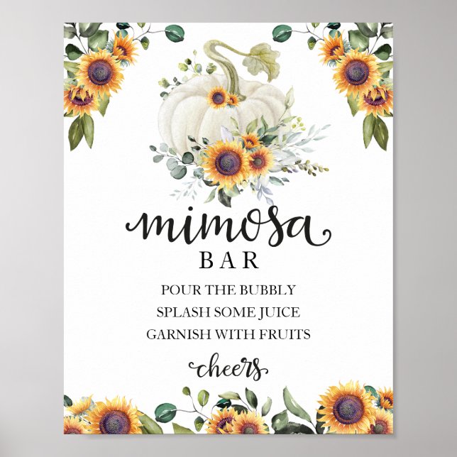 Fall Baby Shower Greenery Mimosa Bar Sign (Front)