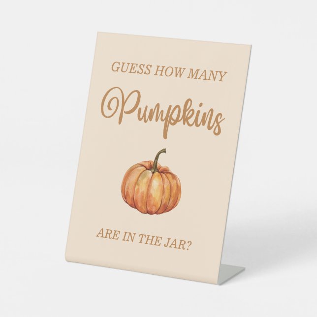 Fall Baby Shower Guess How Many Pumpkins  Pedestal Sign (Front)
