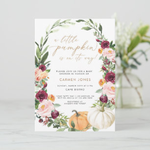 Fall Baby Shower Invitation, A little pumpkin  Inv Invitation