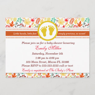 Fall Baby Shower Invitation Autumn Leaves