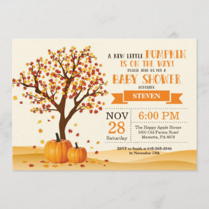 Fall Baby Shower Invitation Card Trees and Leaves