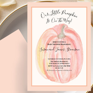 Fall Baby Shower Invitation Orange Little Pumpkin 