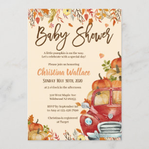 Fall Baby Shower Invitations Little Pumpkin