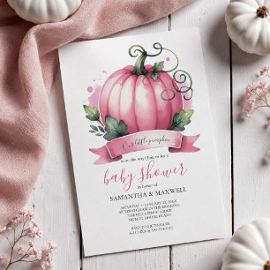 Fall Baby Shower Invitations Little Pumpkin Girl