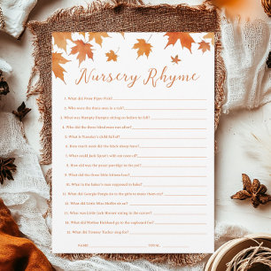 Fall Baby Shower Nursery Rhyme Game Card