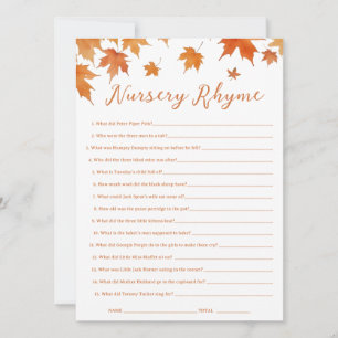 Fall Baby Shower Nursery Rhyme Game Card