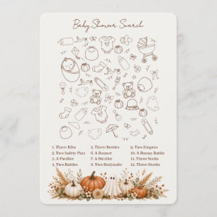 Fall Baby Shower Search Game Pumpkin Little Boo Card