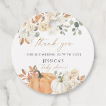 Fall baby shower square favour tag , Thank you tag