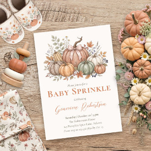 Fall Baby Sprinkle Autumn Pumpkin Bow Shower Invitation