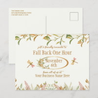 Fall Back Daylight Savings Time Reminder Postcard