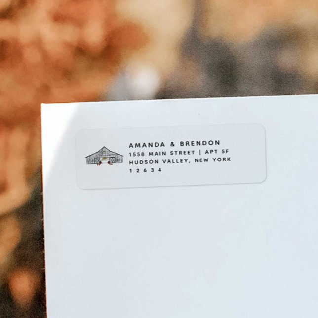 Fall Barn with Pumpkins Return Address Label (Creator Uploaded)