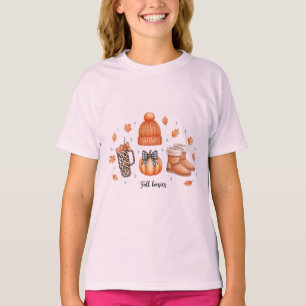 Fall Basics Cozy Autumn Aesthetic Pumpkin Leopard T-Shirt