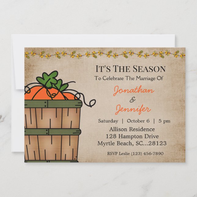 Fall  BBQ Wedding  Reception Invitation (Front)