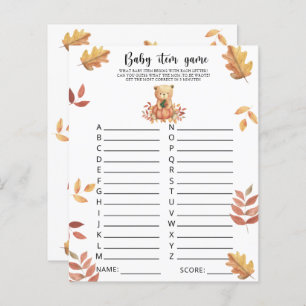 Fall bear - Baby Item Game. Baby Shower Game