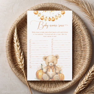 Fall bear baby name race autumn baby shower game 