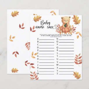 Fall Bear - Baby name race game