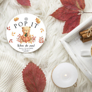 Fall Bear with pumpkin - Pop it!  Favour Tags