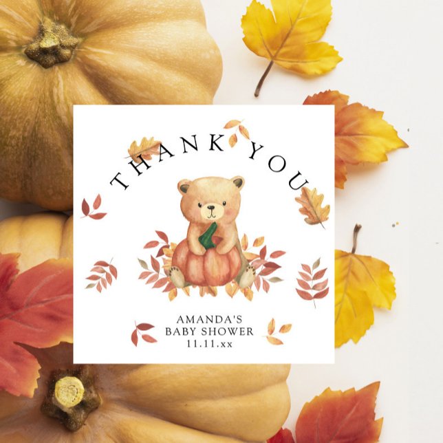 Fall Bear with pumpkin - thank you Card (Creator Uploaded)