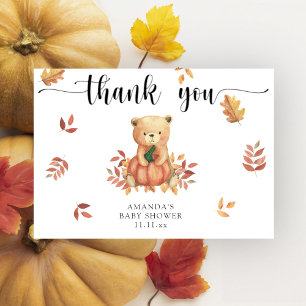 Fall Bear with pumpkin - thank you Card