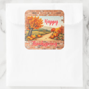 Fall Beautiful Modern Happy Thanksgiving Square Sticker