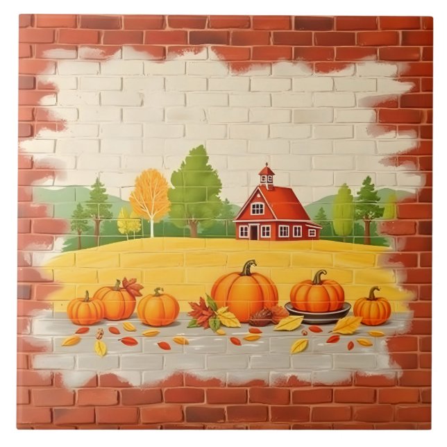 Fall Beautiful Trendy Happy Thanksgiving Tile (Front)