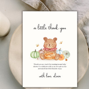 Fall Bee Cutie Pumpkin Pie Teddy Bear Baby Shower Thank You Card