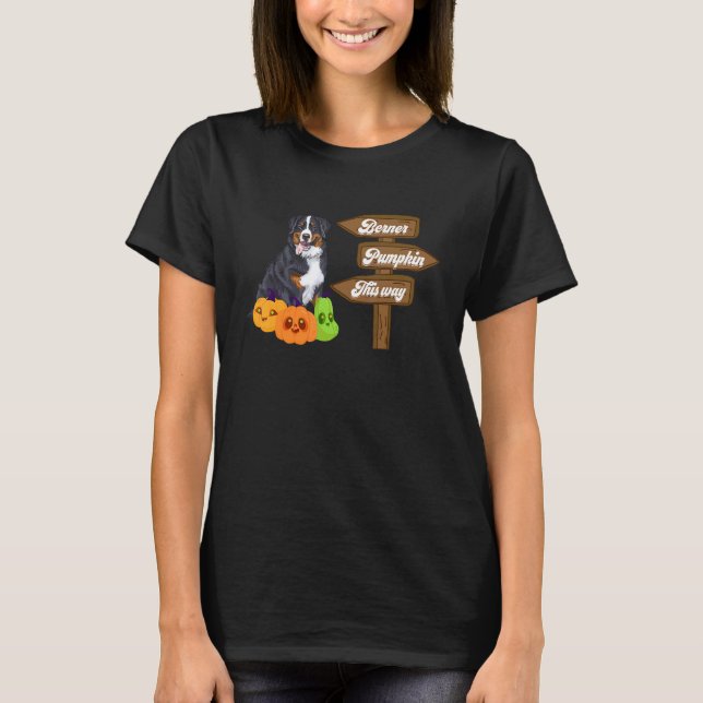 Fall Bernese Mountain Dog Berner Dog Mom Pumpkin P T-Shirt (Front)