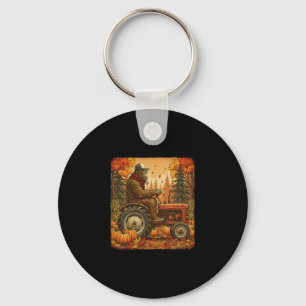 Fall Bigfoot Sasquatch Thanksgiving Autumn Farmer  Keychain