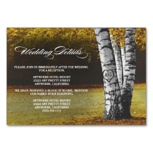 Fall Birch Tree Wedding Reception + Hotel Cards