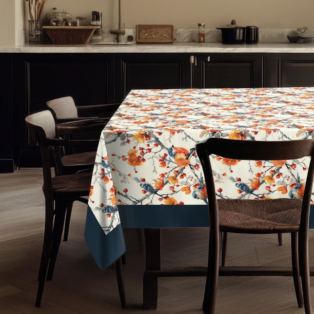 Fall Birds and Blooms Tablecloth for Cozy Autumn (Fall Birds and Blooms Tablecloth for Cozy Autumn)