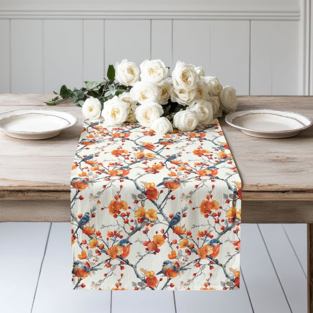Fall Birds & Blooms Runner Cozy Charm for Autumn (Fall Birds & Blooms Runner Cozy Charm for Autumn Tables)