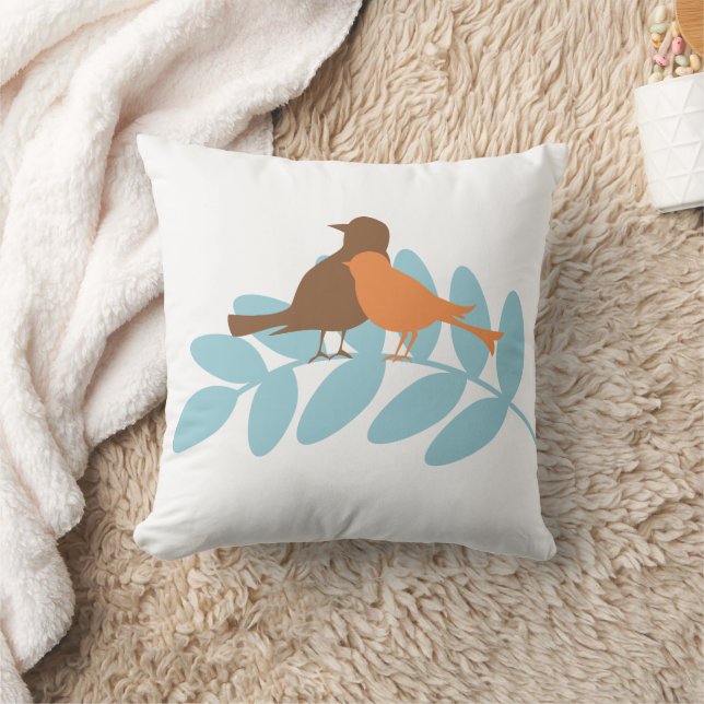 Fall Birds Throw Pillow (Blanket)