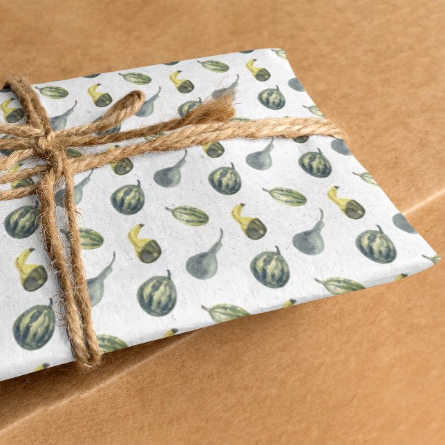 Fall Birthday Autumn Party Green Pumpkins Tissue Paper (Creator Uploaded)
