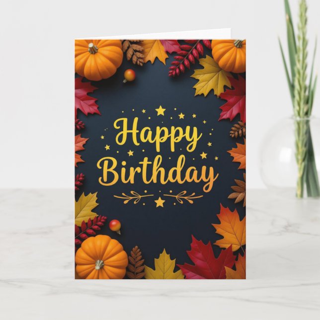 Fall Birthday Card, Fall Birthday, Autumn Card (Front)