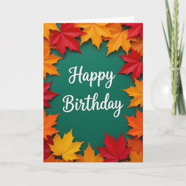 Fall Birthday Card, Fall Birthday, Autumn Card (Front)