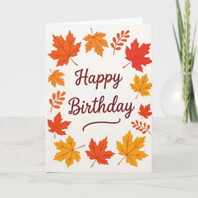 Fall Birthday Card, Fall Birthday, Autumn Card (Front)