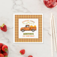 Fall Birthday Truck Napkin - Custom