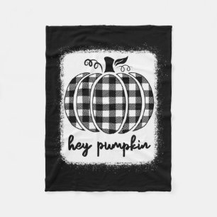Fall Black And White Plaid Hey Pumpkin 1  Fleece Blanket