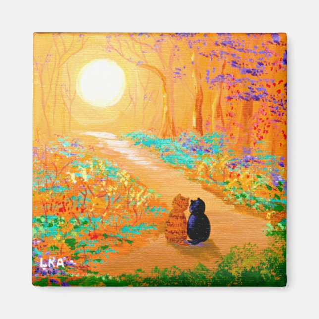 Fall Black Cats Creationarts Magnet (Front)