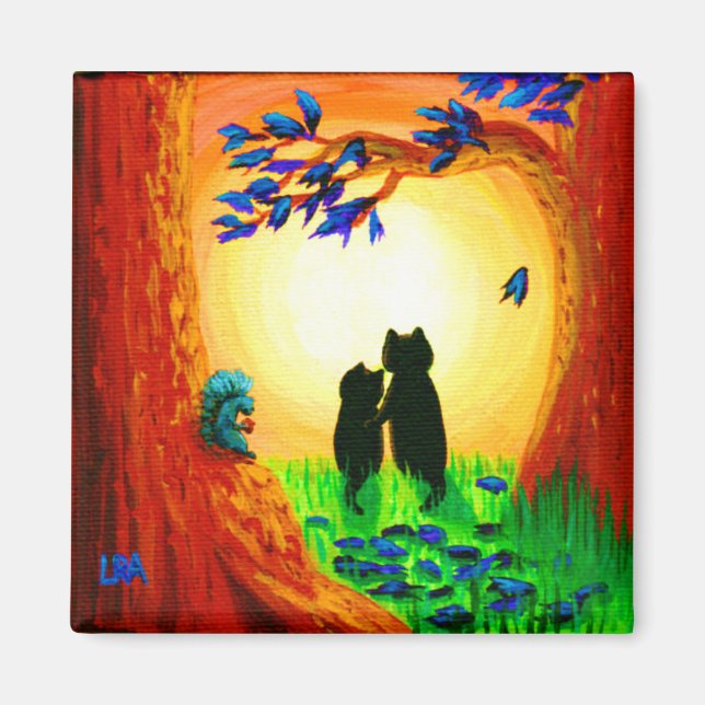 Fall Black Cats Creationarts Magnet (Front)